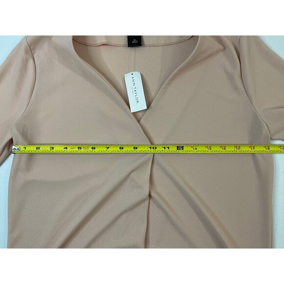 Ann Taylor Factory Blush V Neck Blouse Womens Medium 3/4 Sleeve NWT - Picture 11 of 13